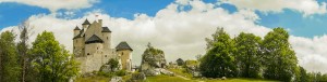 Beautiful Bobolice castle in spring time, Poland